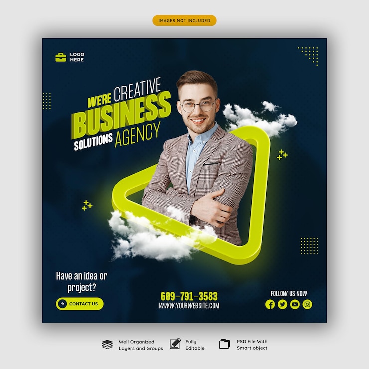 PSD gratuito plantilla de publicación de agencia de marketing digital y redes sociales corporativas