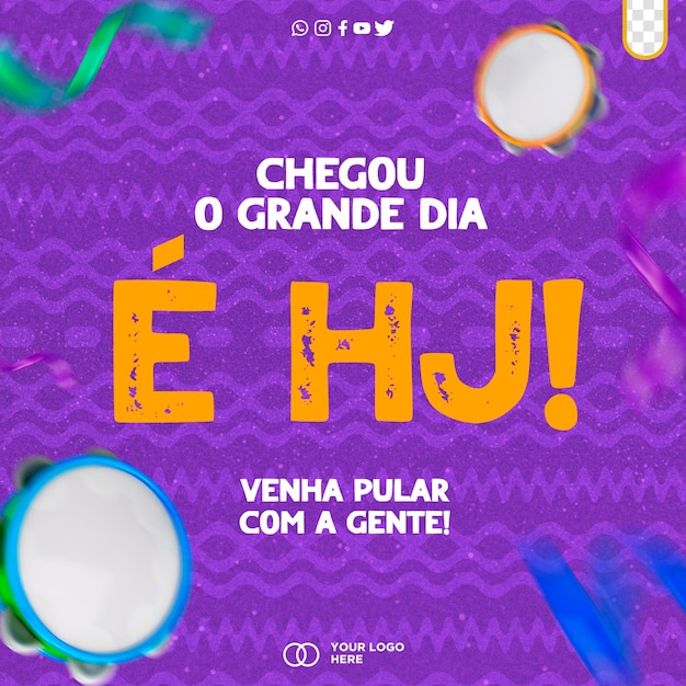 PSD gratuito plantilla de publicación días de carnaval en redes sociales restantes carnaval brasil