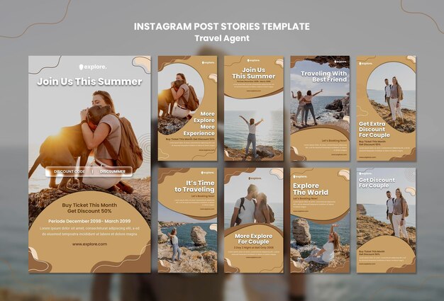 Plantilla de publicación de instagram de concepto de agente de viajes