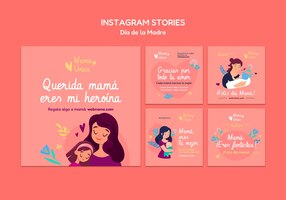PSD gratuito plantilla de publicación de instagram dia de la madre de diseño plano