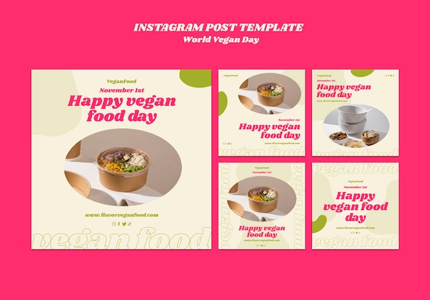 PSD gratuito plantilla de publicación de instagram del día mundial vegano