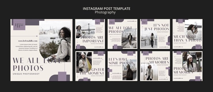 PSD gratuito plantilla de publicación de instagram de fotografía de diseño plano