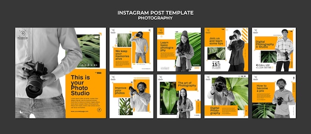 PSD gratuito plantilla de publicación de instagram de fotografía de diseño plano