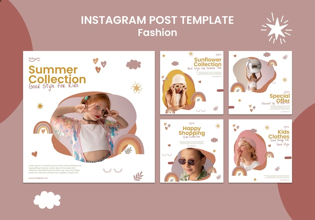 PSD gratuito plantilla de publicación de instagram de moda de diseño plano