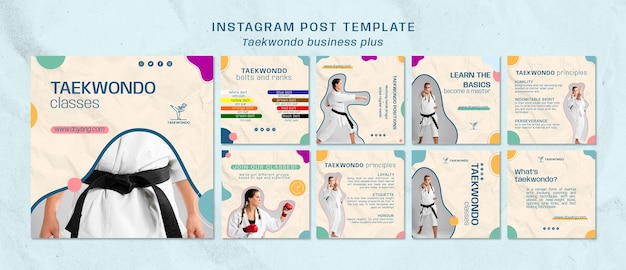 PSD gratuito plantilla de publicación de instagram de práctica de taekwondo