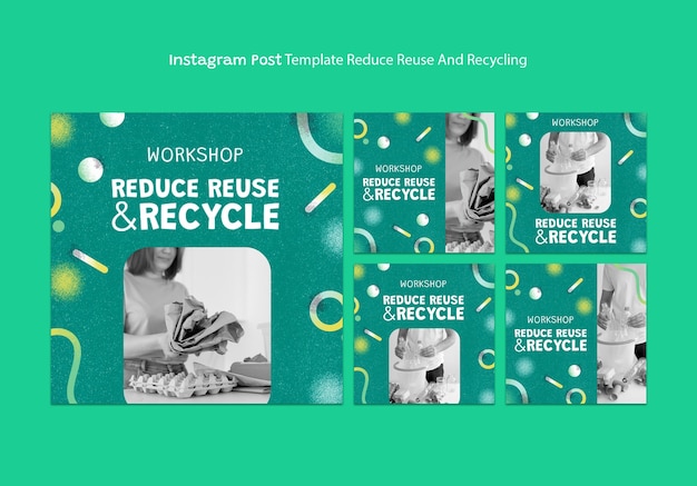 Plantilla de publicación de instagram de reciclaje dibujada a mano