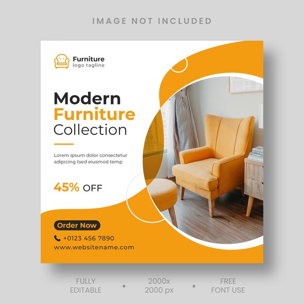 Plantilla de publicación de Instagram y redes sociales de venta de muebles