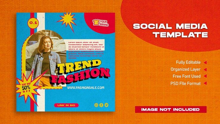 Plantilla de publicación de Instagram retro de moda