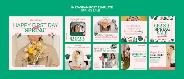 PSD gratuito plantilla de publicación de instagram de venta de primavera floral