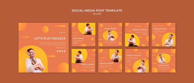 Plantilla de publicación de redes sociales de anuncio de ukelele