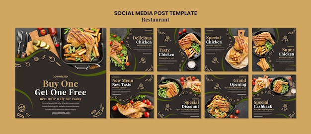 PSD gratuito plantilla de publicación de redes sociales de anuncios de restaurantes