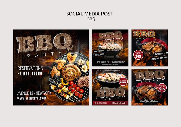 PSD gratuito plantilla de publicación en redes sociales de bbq