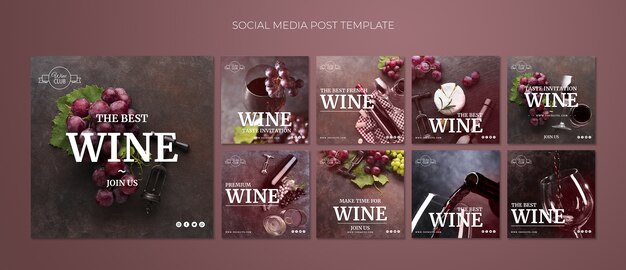 Plantilla de publicación de redes sociales de cata de vinos
