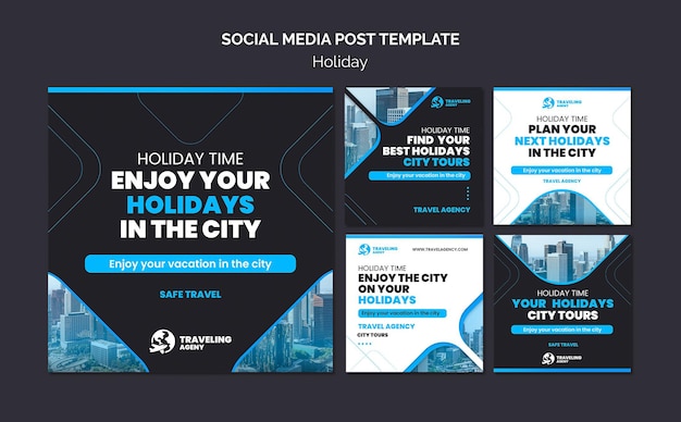 PSD gratuito plantilla de publicación de redes sociales de city tours