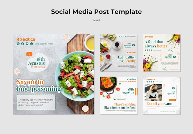 PSD gratuito plantilla de publicación de redes sociales de comida deliciosa