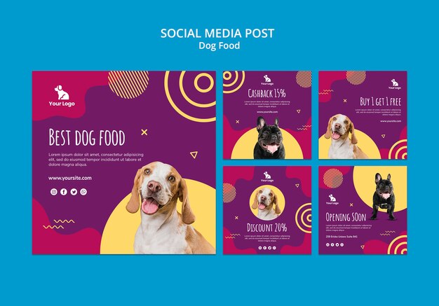 Plantilla de publicación de redes sociales de comida para perros