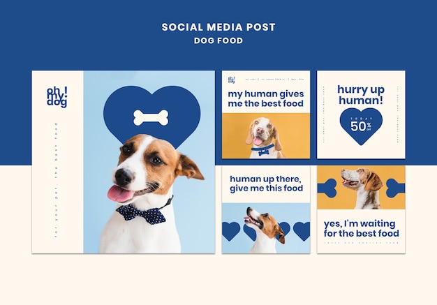 Plantilla para publicación en redes sociales con comida para perros