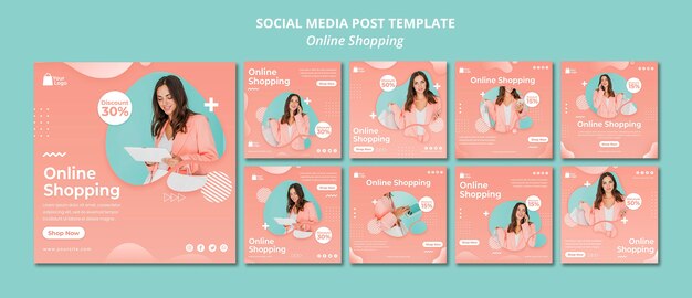 Plantilla de publicación en redes sociales con compras en línea