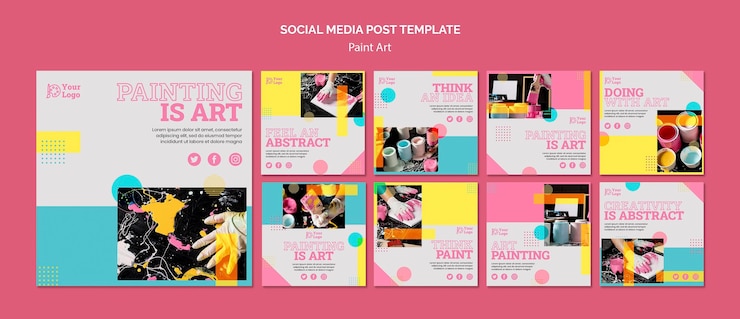 PSD gratuito plantilla de publicación de redes sociales de concepto de arte de pintura