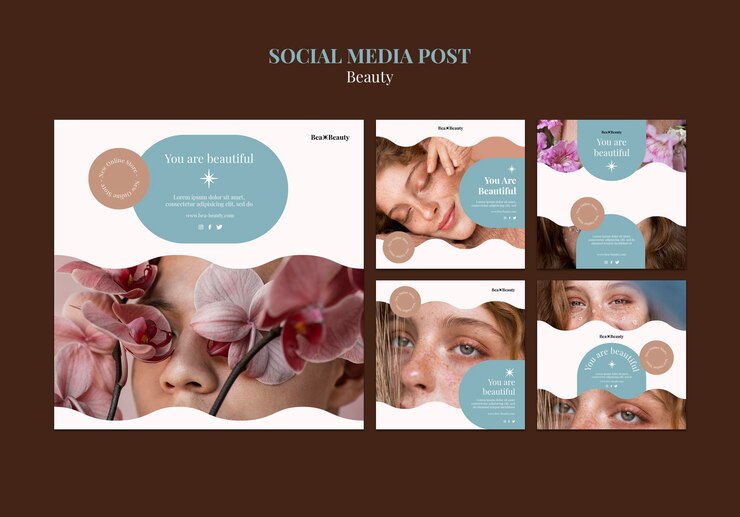 PSD gratuito plantilla de publicación de redes sociales de concepto de belleza