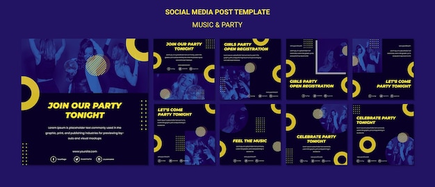 PSD gratuito plantilla de publicación de redes sociales de concepto de música y fiesta