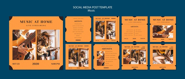 PSD gratuito plantilla de publicación de redes sociales de concepto de música