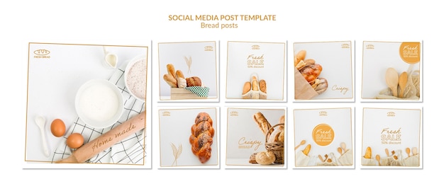 Plantilla de publicación de redes sociales de concepto de pan