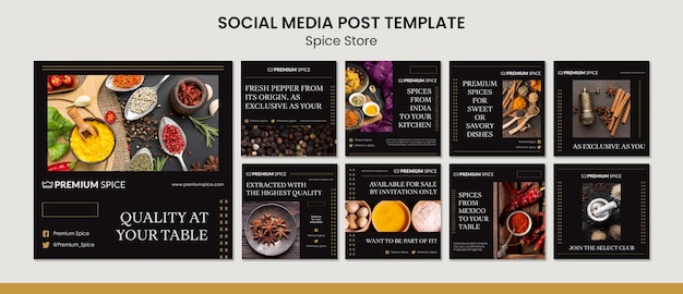 PSD gratuito plantilla de publicación de redes sociales del concepto de tienda de especias