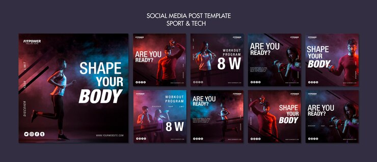 PSD gratuito plantilla de publicación de redes sociales deportivas y tecnológicas
