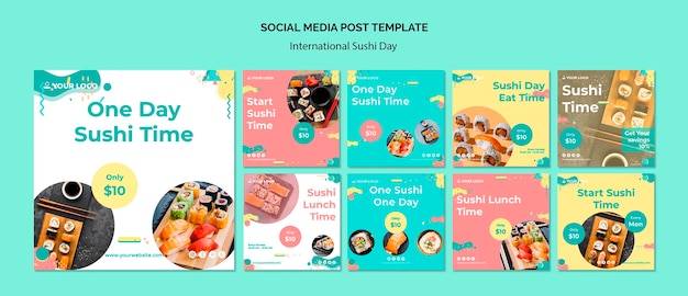 Plantilla de publicación de redes sociales del día internacional del sushi