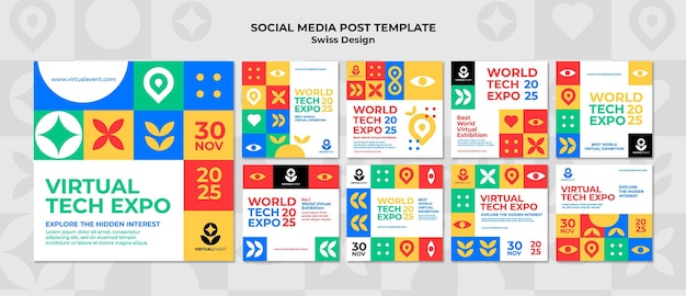 Plantilla de publicación de redes sociales de diseño suizo