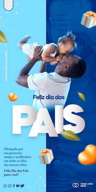 PSD gratuito plantilla de publicación redes sociales feliz celebración del día del padre feliz dia dos pais en brasil