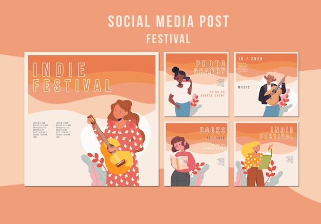 PSD gratuito plantilla de publicación de redes sociales del festival