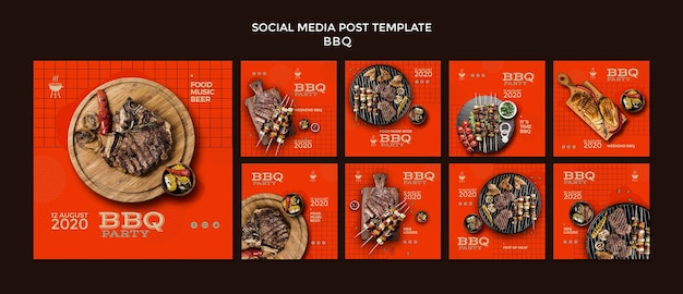 PSD gratuito plantilla de publicación de redes sociales de fiesta de barbacoa