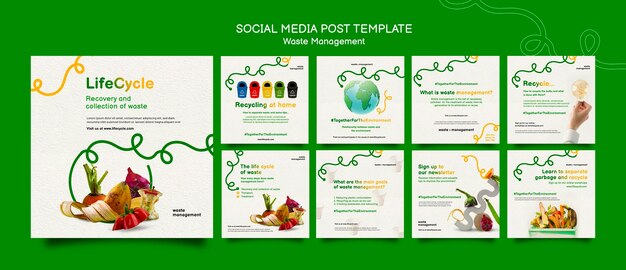 Plantilla de publicación de redes sociales de gestión de residuos
