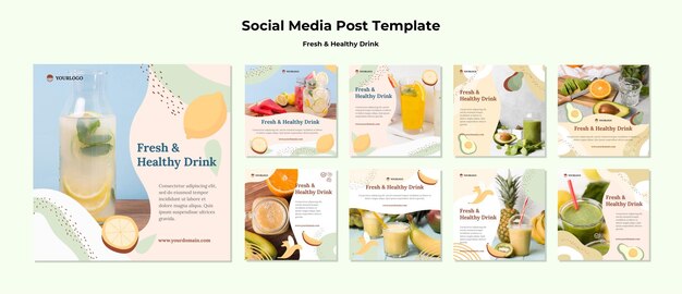 Plantilla de publicación de redes sociales de jugo de frutas