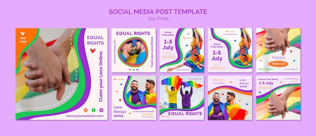 PSD gratuito plantilla de publicación en redes sociales del orgullo gay