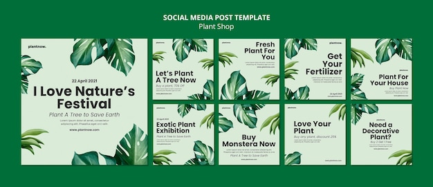 Plantilla de publicación de redes sociales de plant shop