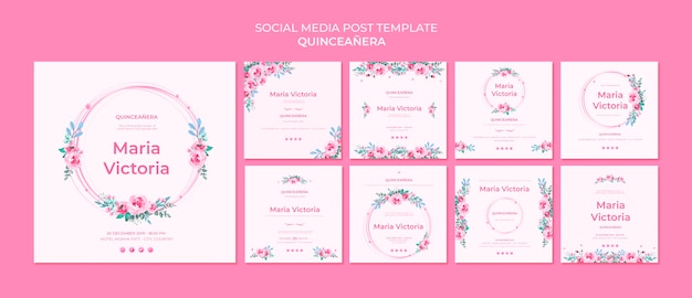 Plantilla de publicación de redes sociales para quinceañeras