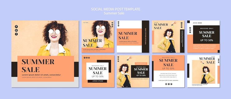 PSD gratuito plantilla de publicación de redes sociales de rebajas de verano