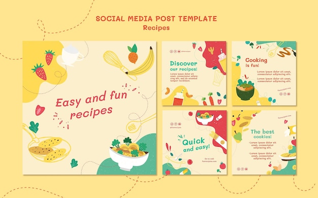 Plantilla de publicación de redes sociales del sitio web de recetas