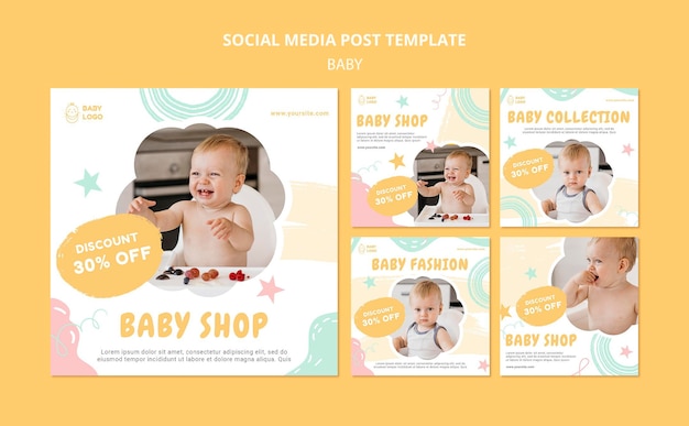 PSD gratuito plantilla de publicación de redes sociales de tienda de bebés