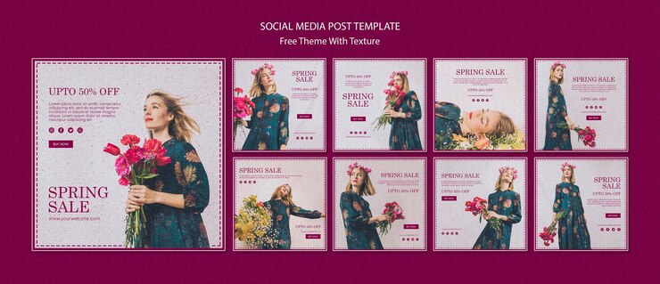 PSD gratuito plantilla de publicación de redes sociales de venta de primavera