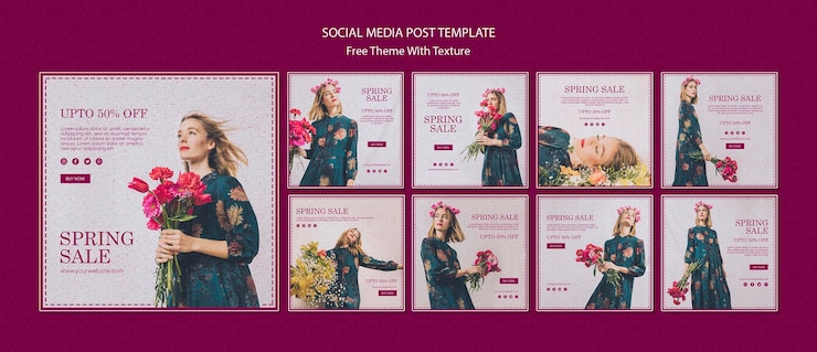 PSD gratuito plantilla de publicación de redes sociales de venta de primavera