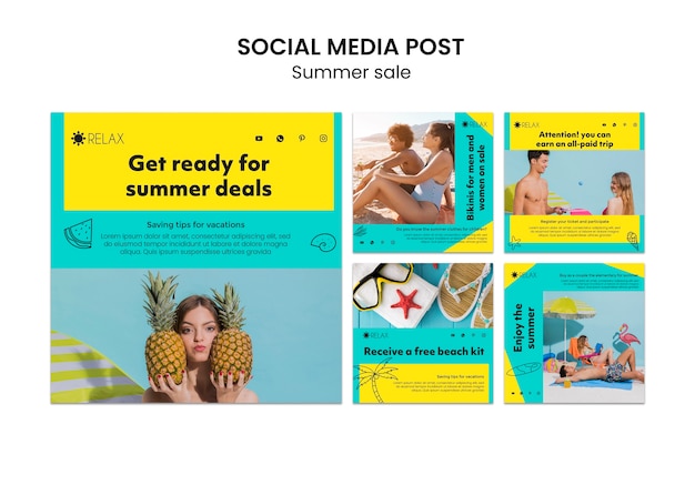 PSD gratuito plantilla de publicación de redes sociales de verano