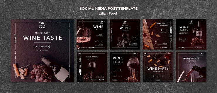 PSD gratuito plantilla de publicación de redes sociales de wine