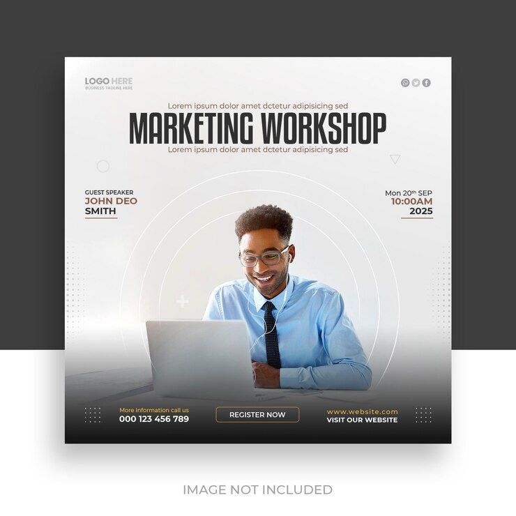 PSD gratuito plantilla de publicación de webinar en vivo de marketing digital y redes sociales corporativas