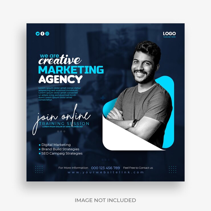 PSD gratuito plantilla de publicación de webinar en vivo de marketing digital y redes sociales corporativas