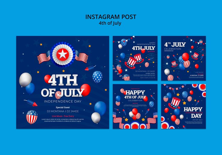 PSD gratuito plantilla de publicaciones de instagram del 4 de julio