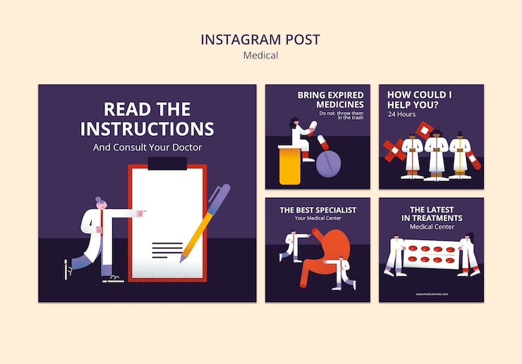 PSD gratuito plantilla de publicaciones de instagram de ayuda médica